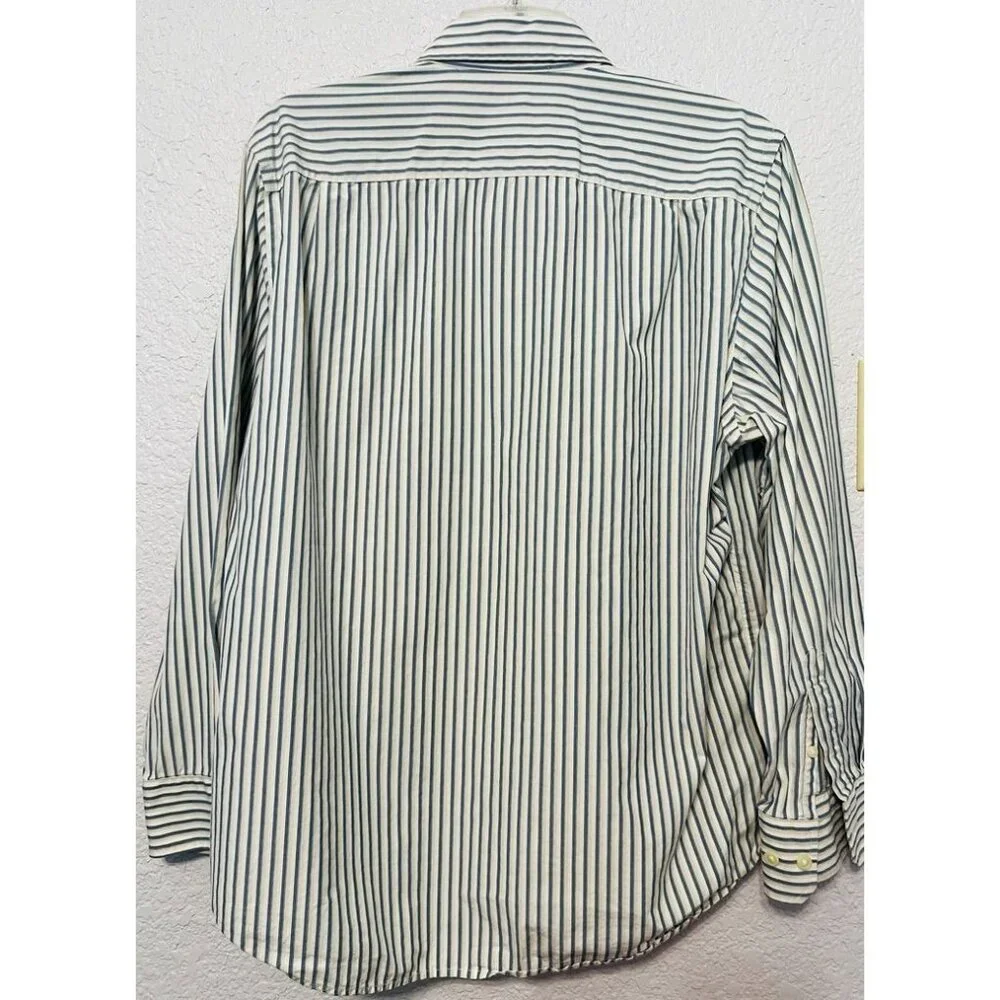 Banana Republic‎ Mens Striped M LS Button Down Dress Shirt Blue Yellow on white